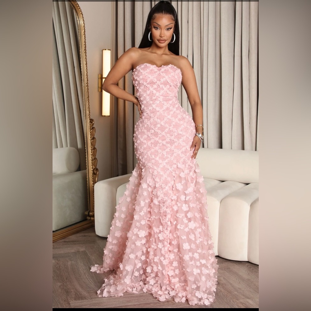 Fashion Nova Luxe Pink Textured Gown